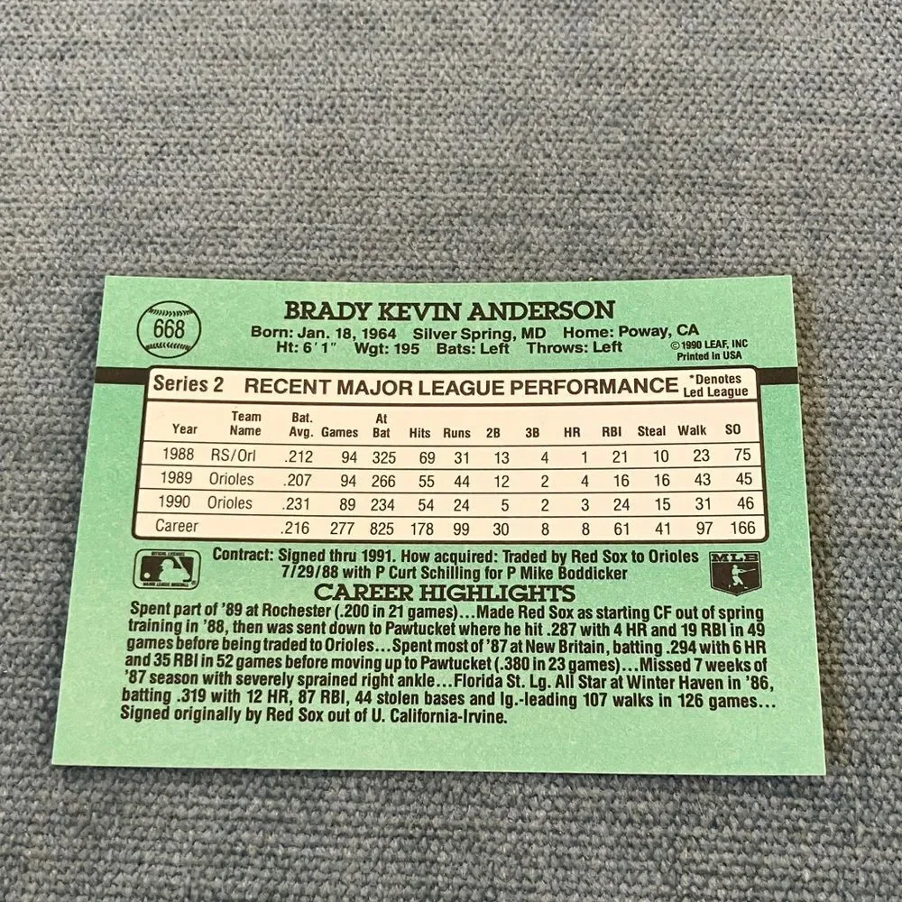 1991 Donruss Baltimore Orioles Baseball Card Trading Card